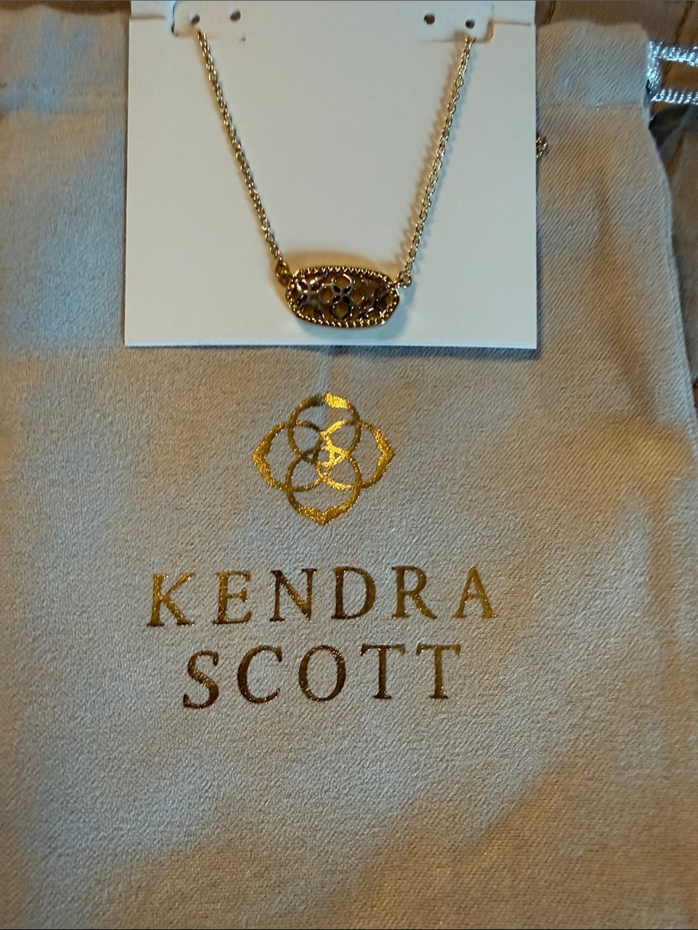 Kendra Scott Gold and Silver Filigree Oval Necklace with Chain